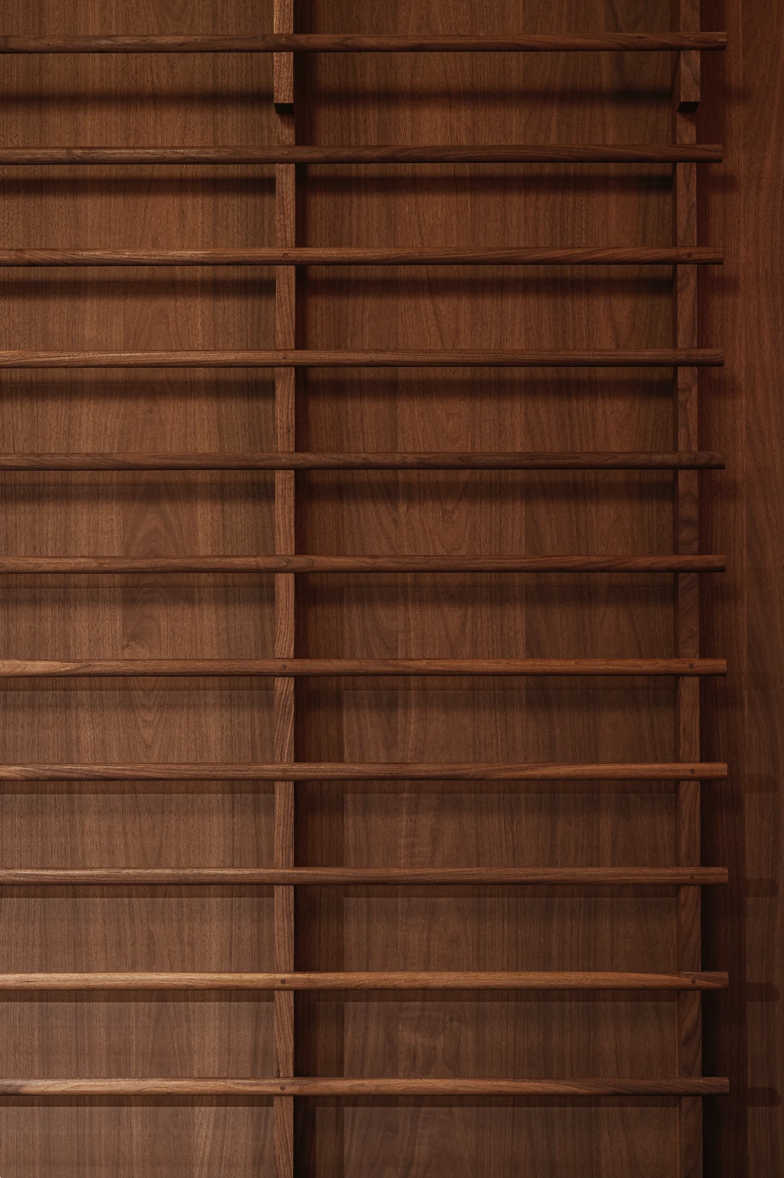 Close-up of the walnut Swedish wall bars