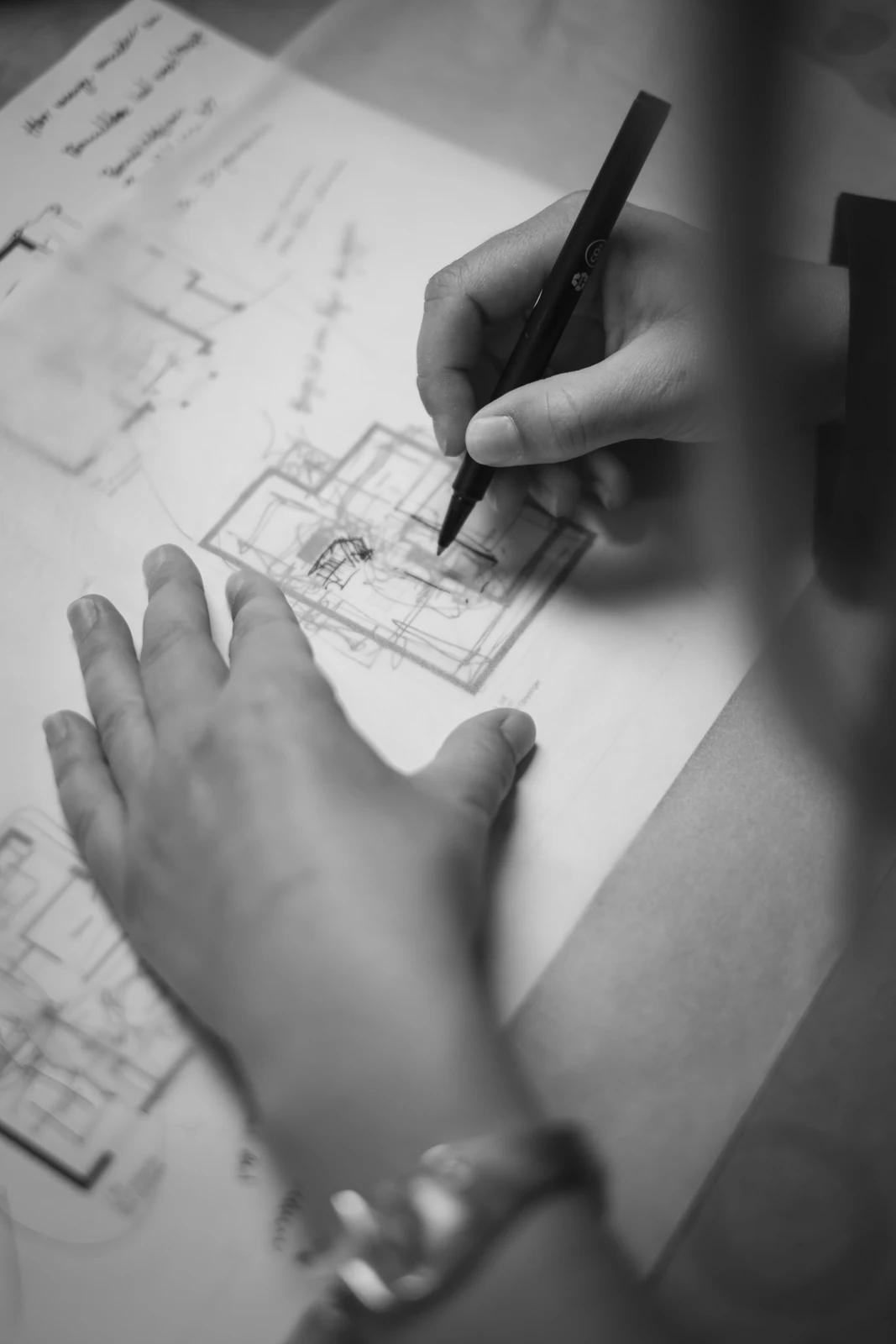Hands at work in the Studio Taktil workspace